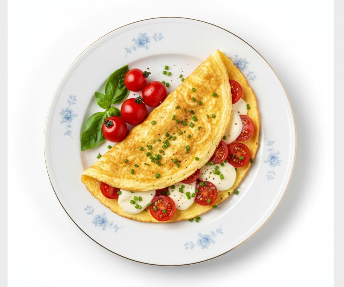 Mozzarella va gilos pomidorli omlet